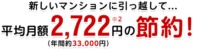 新しいマンションに引っ越して...平均月額2,722円の節約！