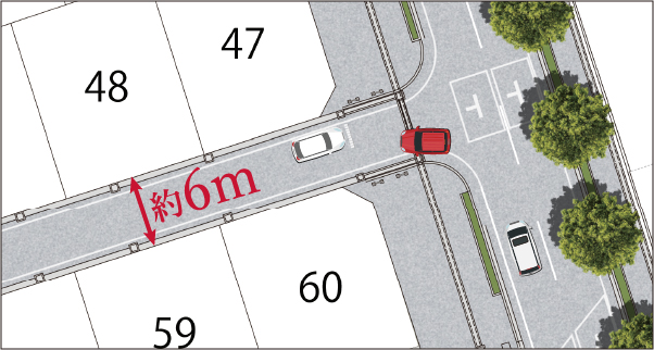 幅員約6mの道路
