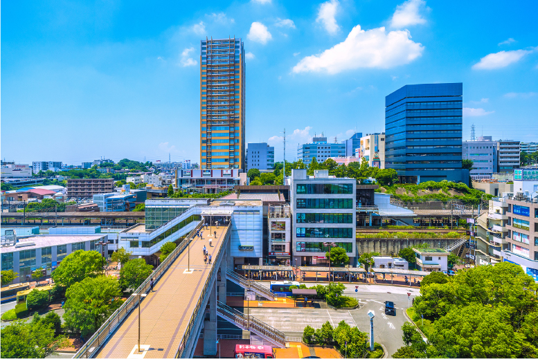 東戸塚オーロラシティから見た駅周辺（徒歩12分/約950m）
