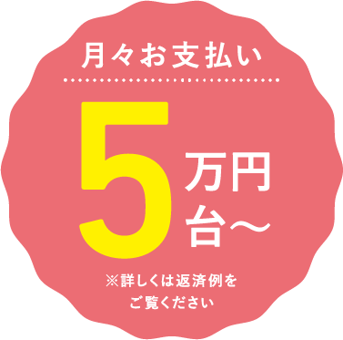 月々お支払い5万円台〜