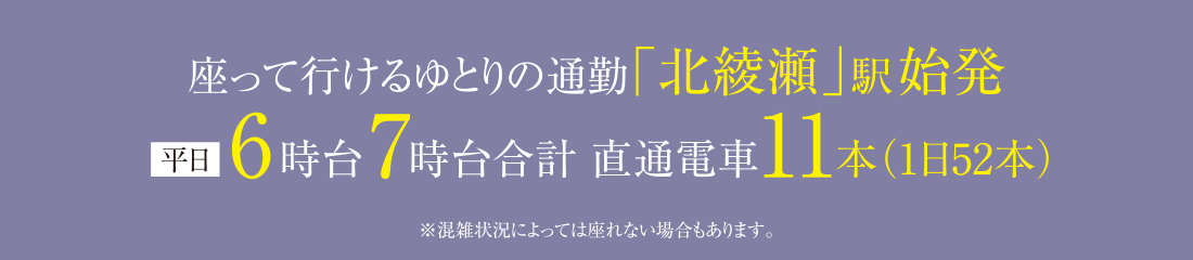 座って行けるゆとりの通勤「北綾瀬」駅始発