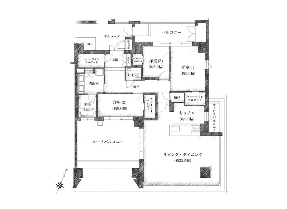 Lタイプ間取り