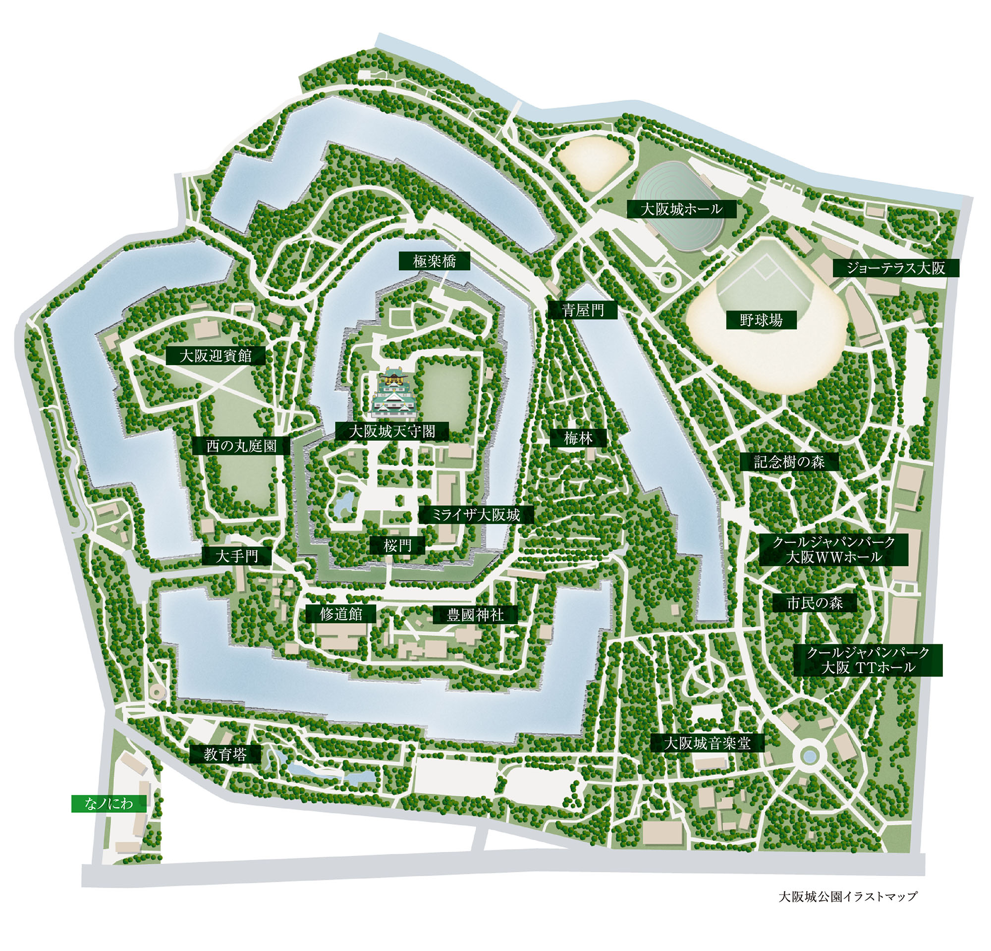 大阪城公園イラストマップ