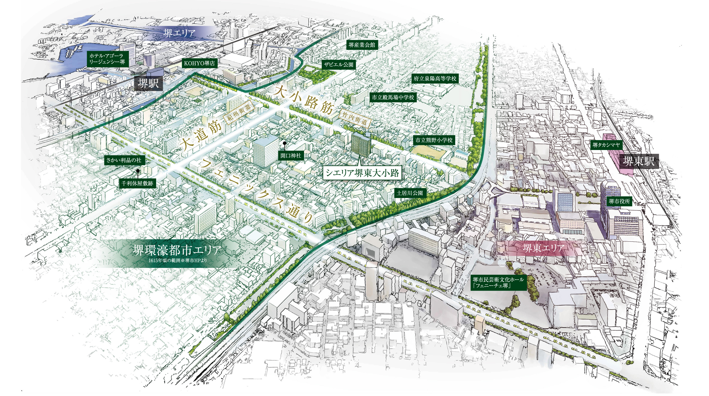 堺市中心エリア イラストマップ