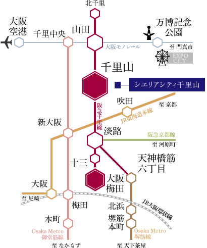 交通利便 Access 公式 シエリアシティ千里山 千里462 関電不動産開発がお届けする新築分譲マンション
