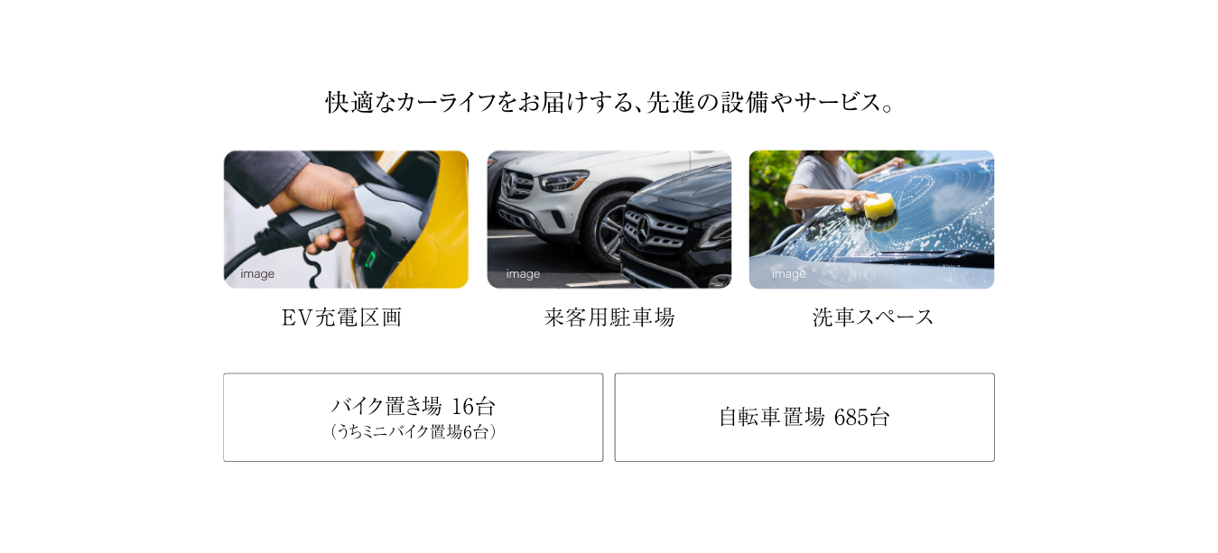 快適なカーライフをお届けする、先進の設備やサービス。