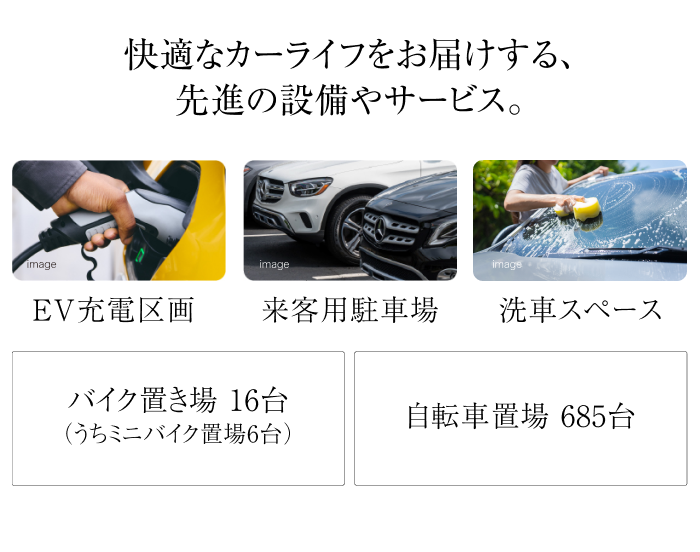 快適なカーライフをお届けする、先進の設備やサービス。